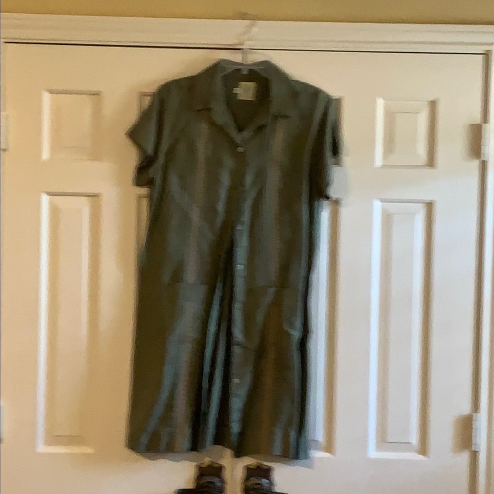 Green Mexican wedding shirt, but it’s a dress.